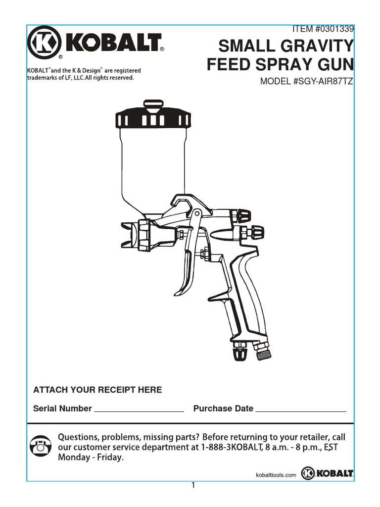 Kobalt Spray Gun Manual PDF Chemistry Materials