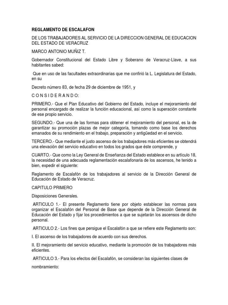 Reglamento de Escalafon | PDF | Estado (política) | Regulación