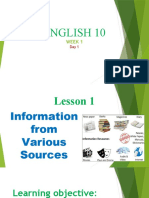 Lesson 1 - Infomation From Various Sources