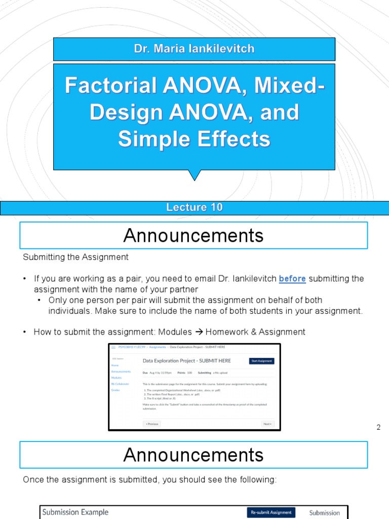 Lecture 10 Factorial ANOVA & Mixed ANOVA 1 Slide Per Page PDF