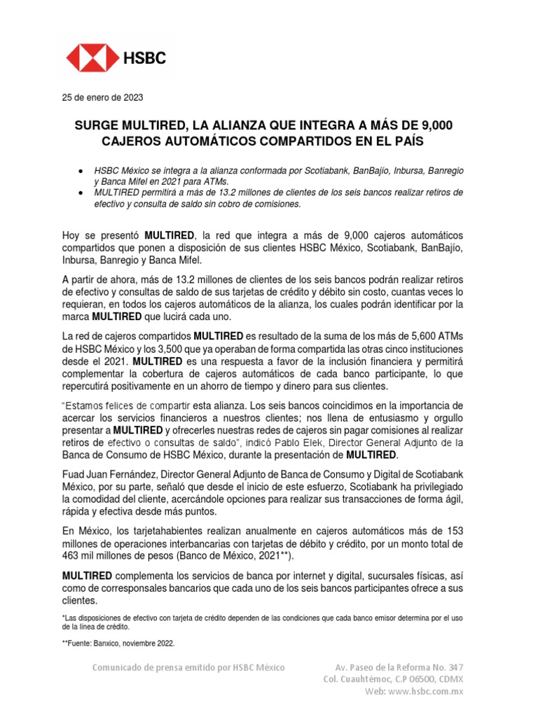 Alianza MULTIRED: Cajeros sin comisiones | PDF | Bancos | Tarjeta de ...