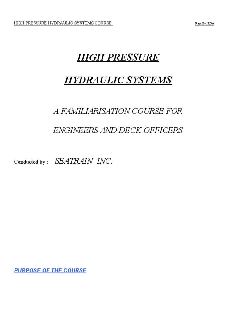 High Pressure Hydraulic Systems Course | PDF | Pump | Hvac