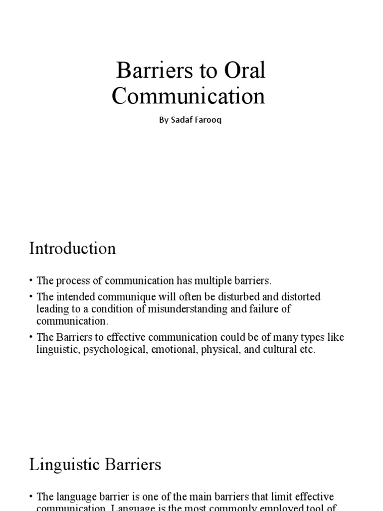 oral presentation barriers