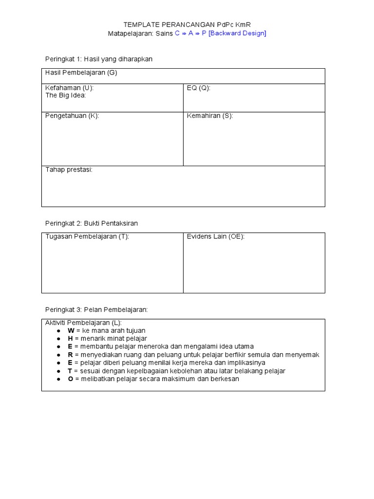 Template Perancangan PdPc Sains C | PDF | Karier & Perkembangan