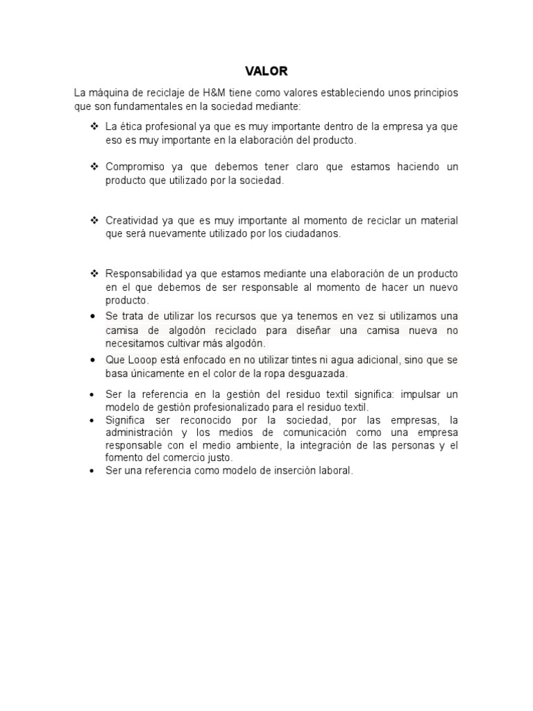 Valores de H&M | PDF