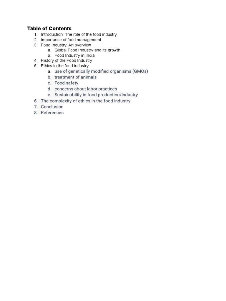 Ethics in Food Industry PDF Food Security Food Industry