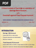 Critical Analysis of Earnings On Operation of Savings Bank Account V/s Overdraft Against Fixed Deposit Account