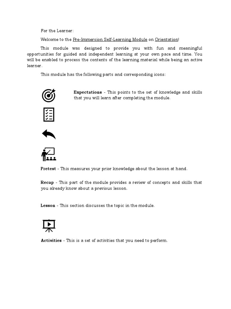 Pre-Immersion Learning Module Guide | PDF