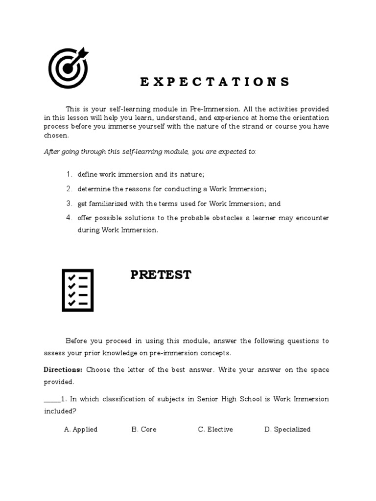 Pre-Immersion Self-Learning Module | PDF