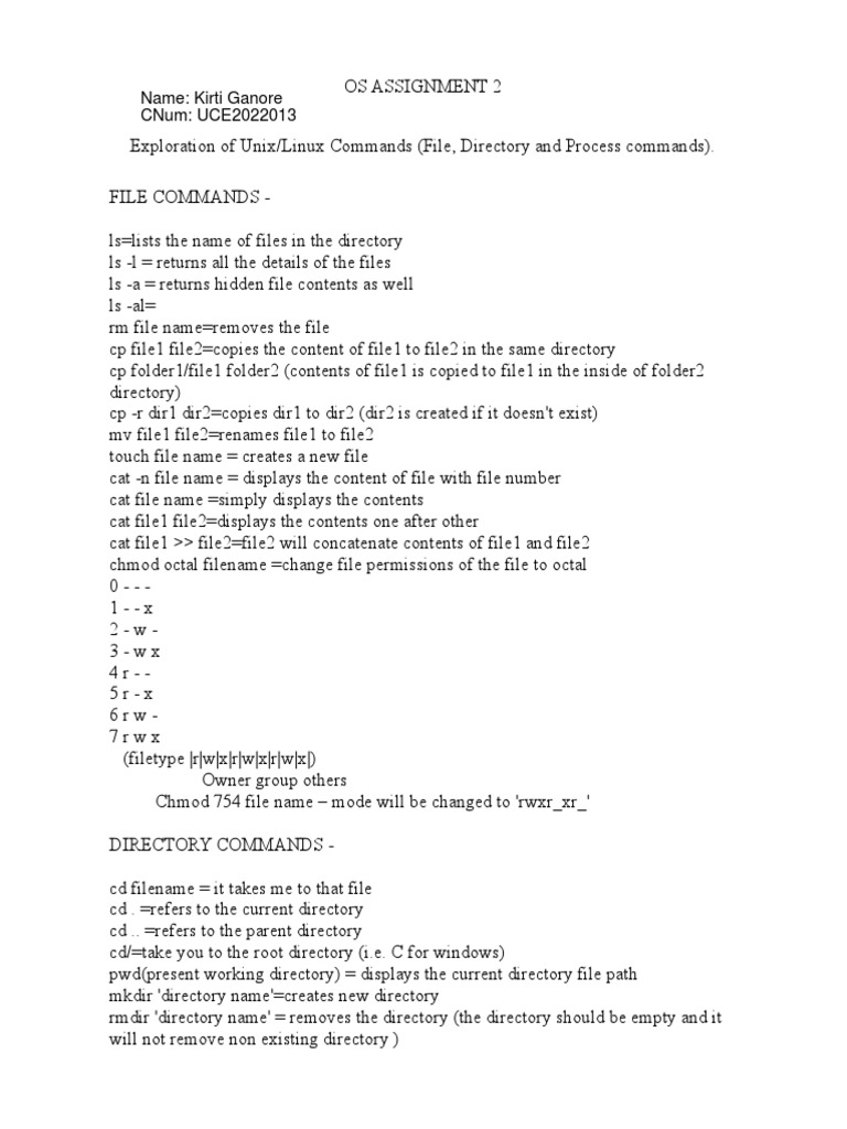 Unix/Linux Command Overview Guide | PDF