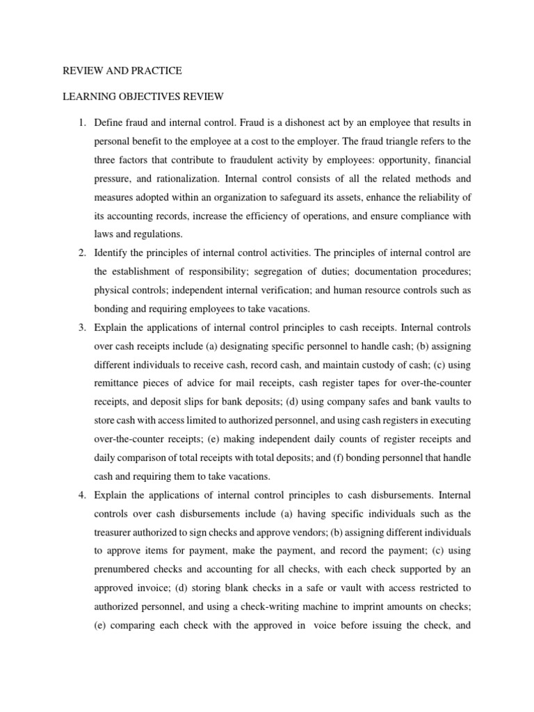 Review and Practice Chapter 7 Fraud, Internal Control and Cash | PDF ...