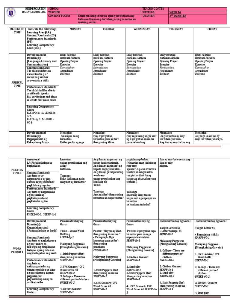 Kinder DLL Week 14 | PDF
