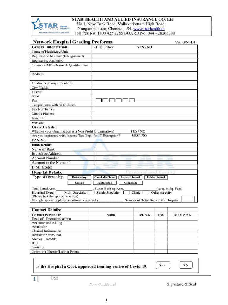 Hospital Document Hospital Information Form (PSP) PDF