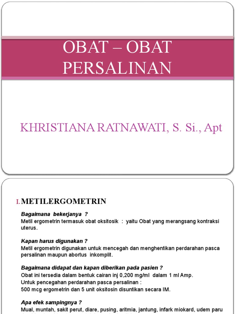 Obat - Obat Persalinan | PDF | Pengembangan Diri | Kesehatan Holistik