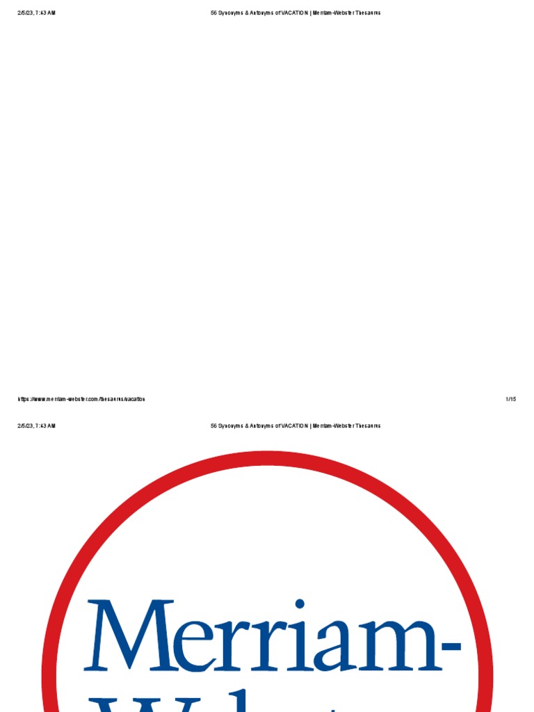 Quick Vacation Synonyms