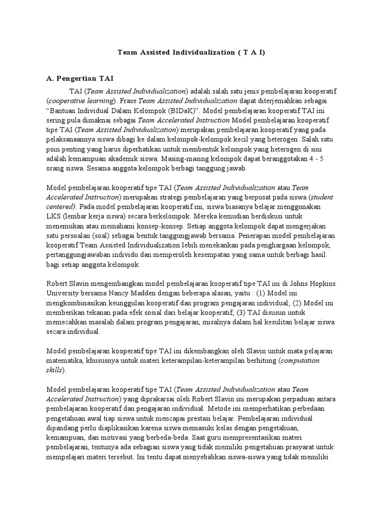 Team Assisted Individualization | PDF