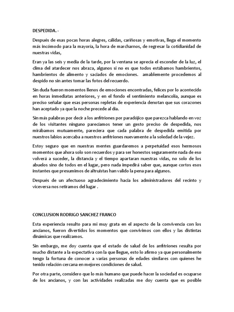 Despedida Pdf Vejez