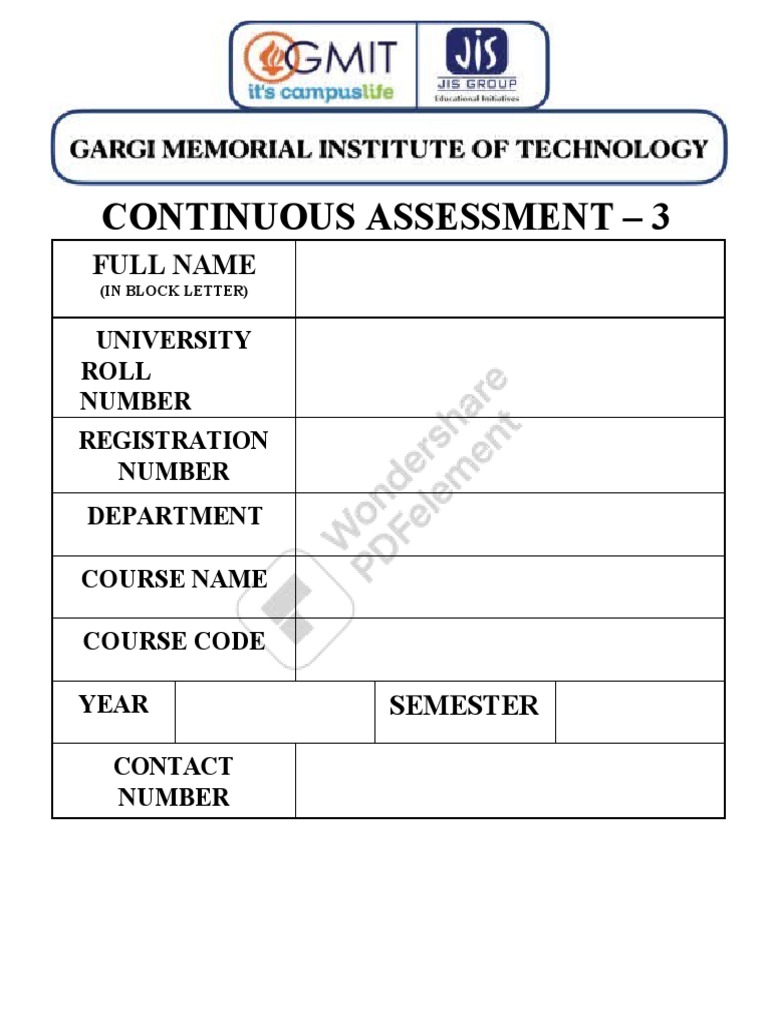 Sample Front Page | PDF