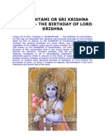 Janmashtami or Sri Krishna Jayanthi-The Birthday of Lord Krishna
