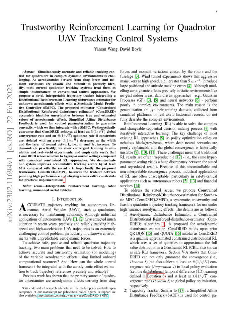 Trustworthy Reinforcement Learning For Quadrotor UAV Tracking Control ...
