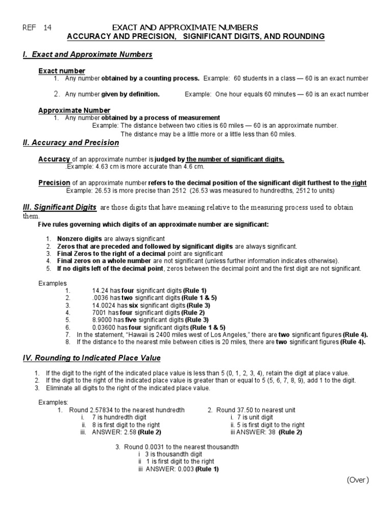 Understanding Exact vs Approximate Numbers | PDF | Significant Figures ...