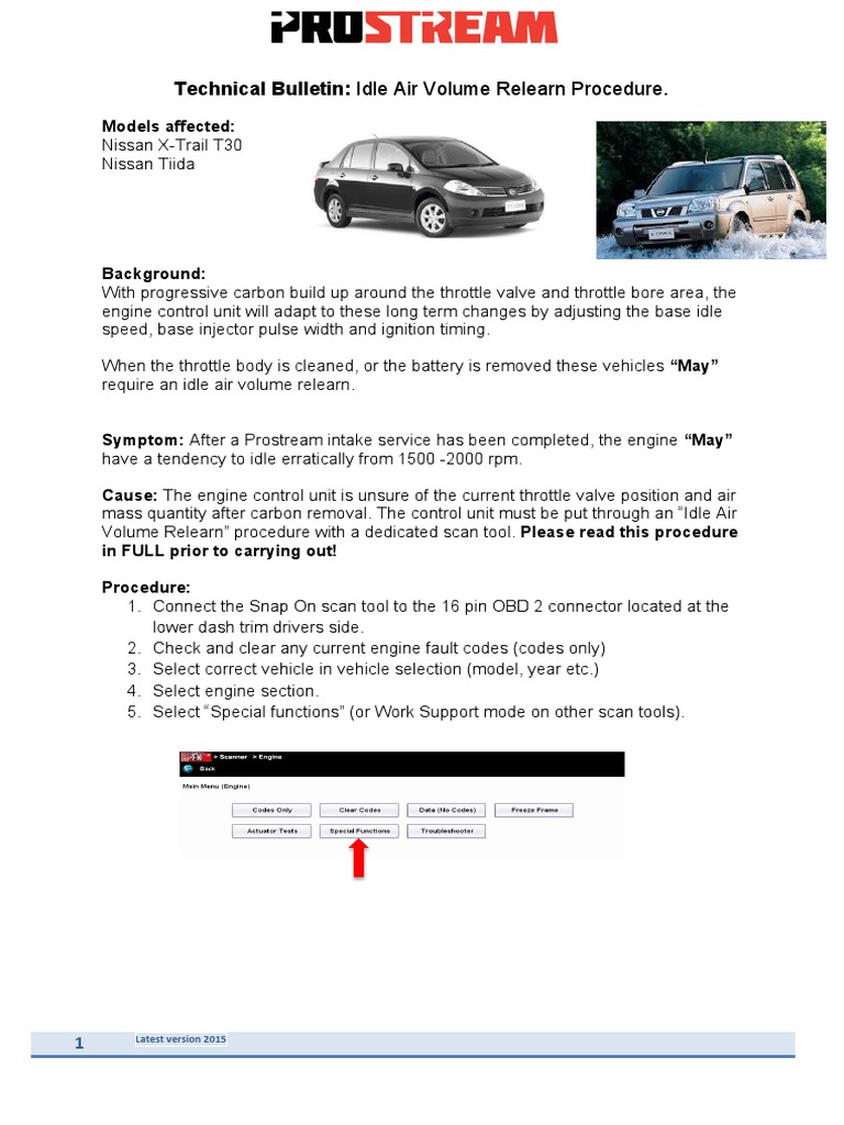 Idle Air Volume Relearn Procedure PDF Throttle Internal