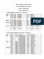 Orarul Orelor Individuale La Clasele Cu Profil Estetic