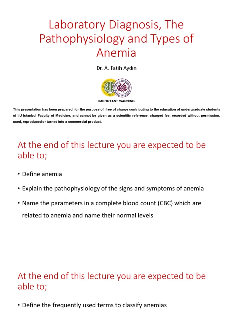 Laboratory Diagnosis of Anemia The Pathophysiology and Types of