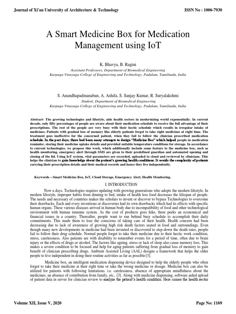 Intelligent Medicine Box for Elders | PDF | Internet Of Things | Arduino