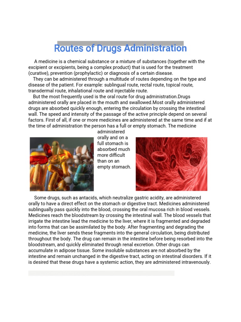 Most Common Drug Administration Routes | PDF | Clinical Medicine ...