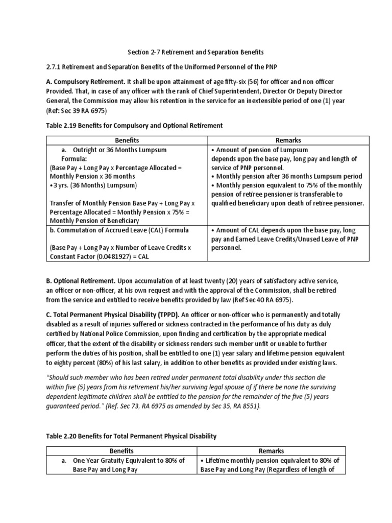 Retirement and Separation Benefits | PDF | Pension | Retirement