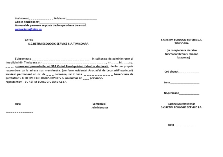Declaratie Retim | PDF