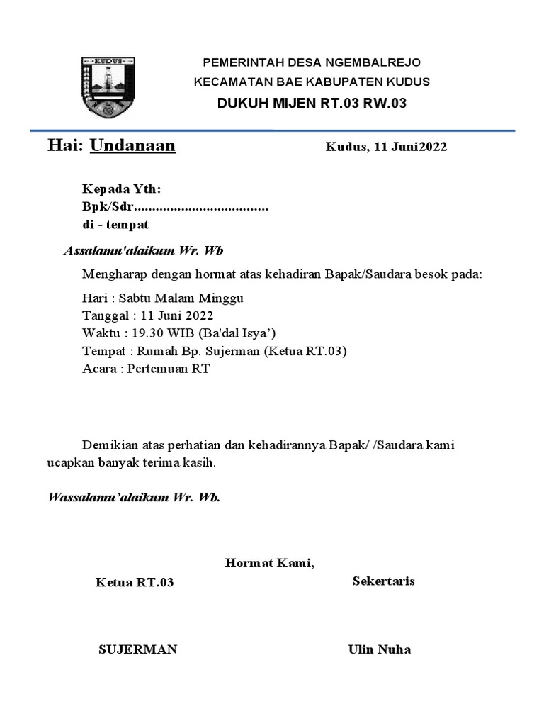 undangan rt | PDF