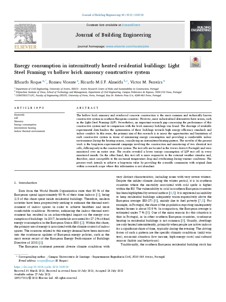 Energy Consumption in Intermittently Heated Residential Buildings Light ...