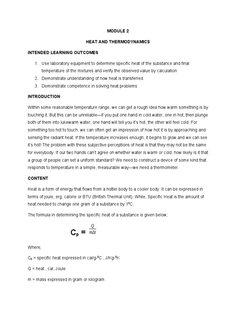 Heat Transfer and Thermodynamics Module | PDF | Heat Transfer | Heat