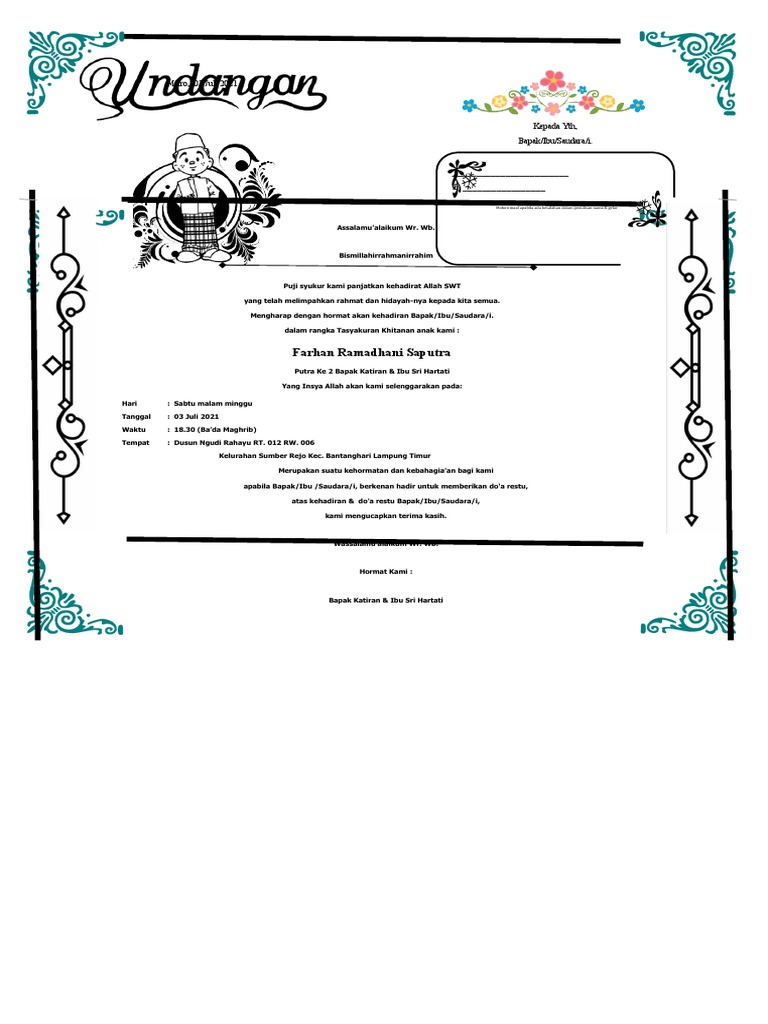 Undangan Khitanan | PDF