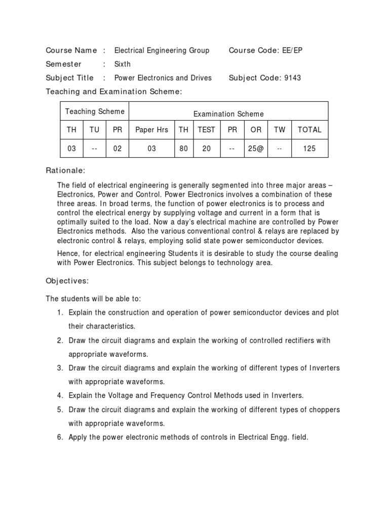 Power Electronics and Drives (9143) PDF