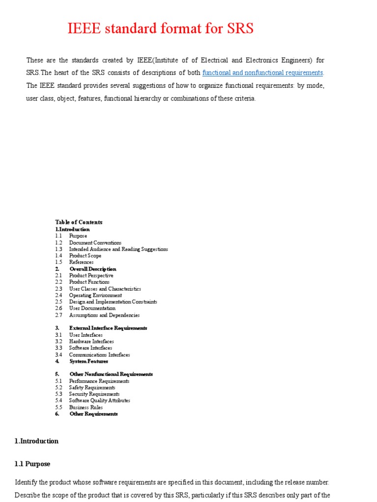 IEEE Standards For SRS1 | PDF | Software | System
