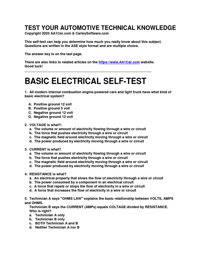 Self test electrical basics pdf electricity voltage