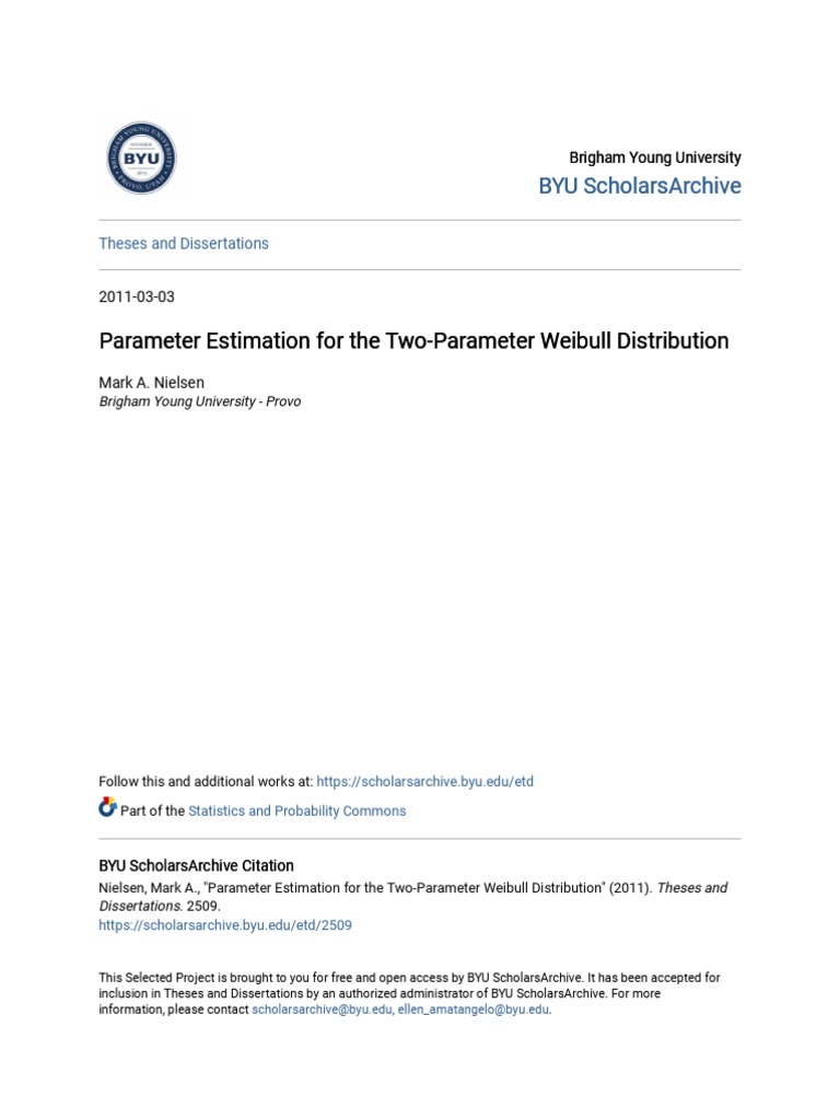 Parameter Estimation For The TwoParameter Weibull Distribution PDF