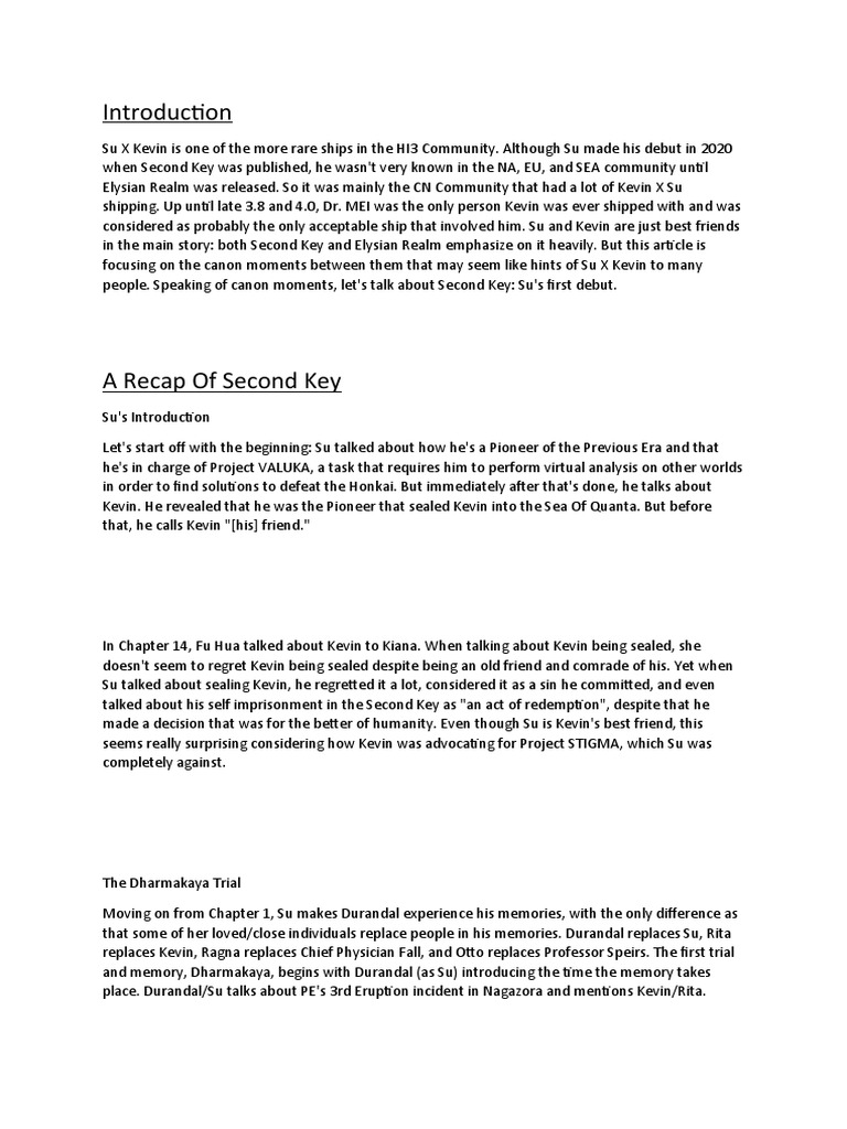 An InDepth Analysis of the Canon Relationship Between Su and Kevin in