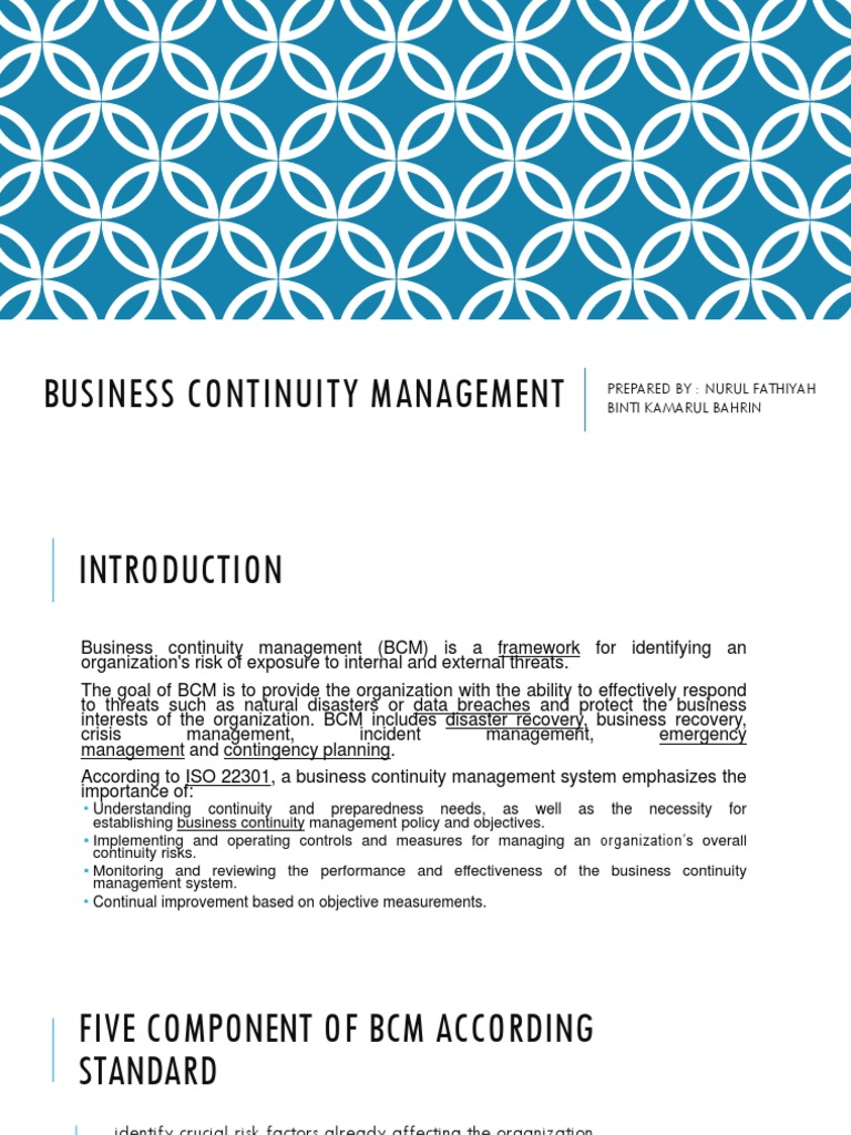 Business Continuity Management Overview | PDF | Disaster Recovery ...