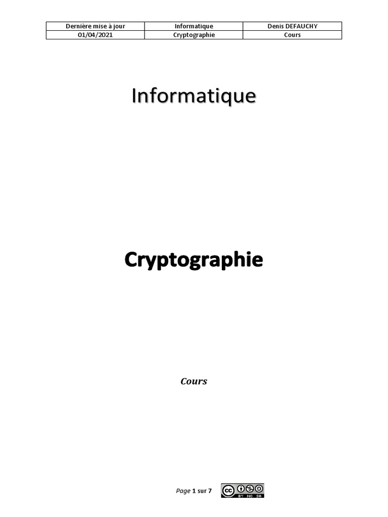 Cours Cryptographie : César et Vigenère | PDF | Cryptage | Secret