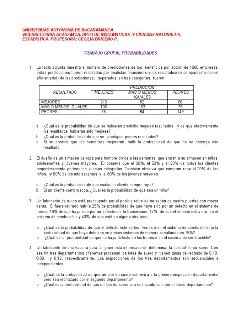 Probabilidades en Predicciones Financieras | PDF | Probabilidad