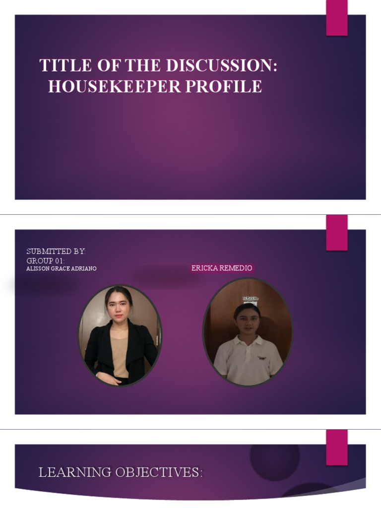 Housekeeper Profile | PDF | Hotel | Housekeeping