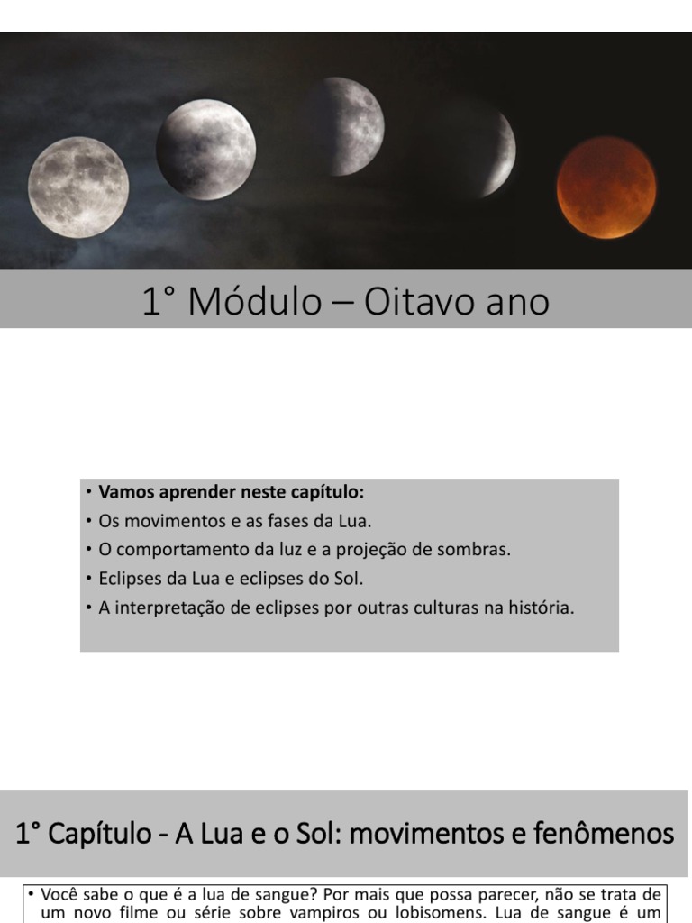 09-03 - 1° Módulo - Oitavo Ano | PDF | Lua | Eclipse