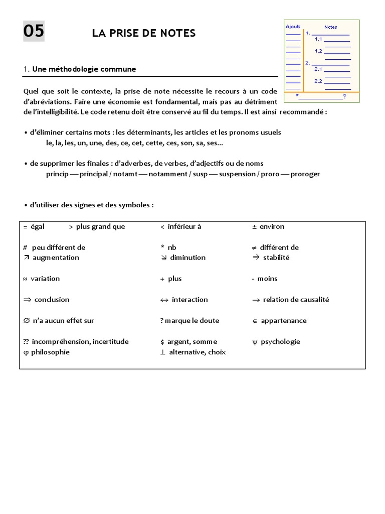 Méthodes de Prise de Notes Efficaces | PDF