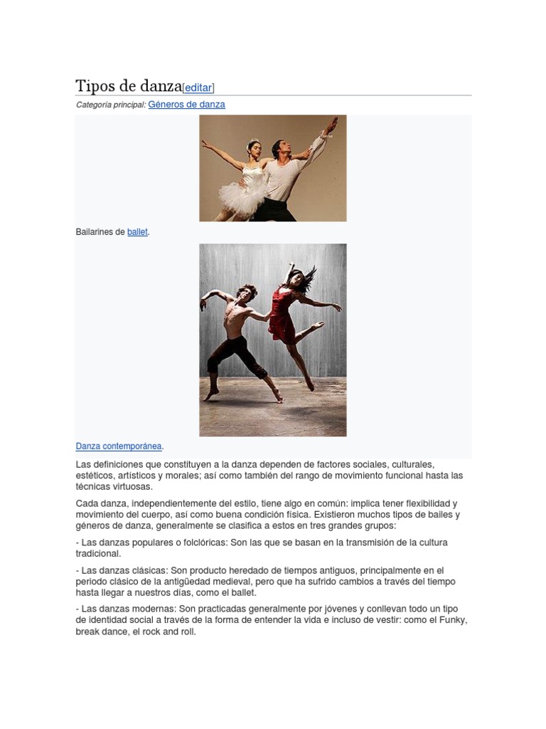 Tipos y géneros de danza | PDF | Bailes | Ritmo