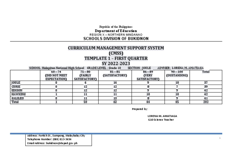 CMSS-G10 Science 1ST QUARTER | PDF