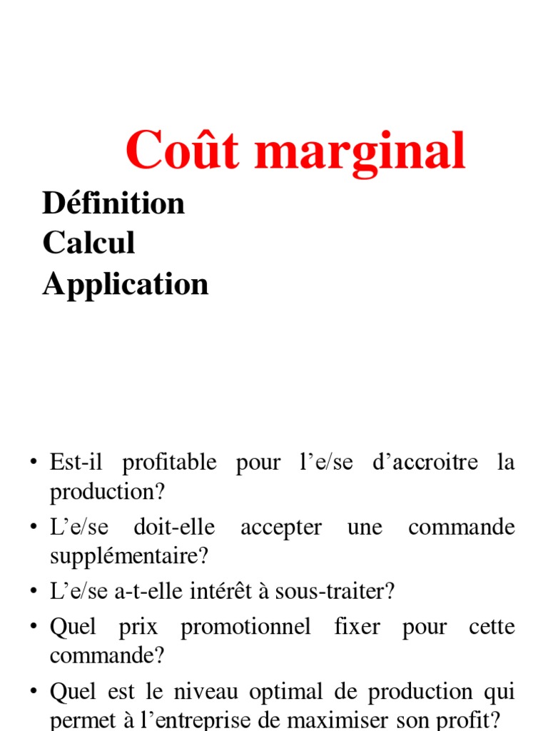 Définition et Calcul du Coût Marginal | PDF | Coût marginal | Économie